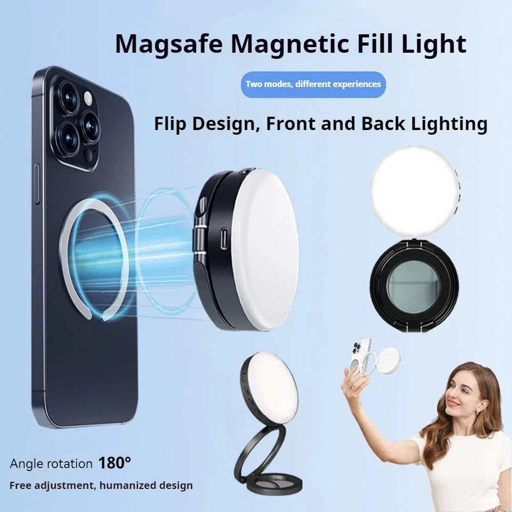 

Magnetic Selfie Light Mobile Phone Stand Portable Selfie Ring Light for iPhone LED Fill Light for Photography Video Makeup Vlog