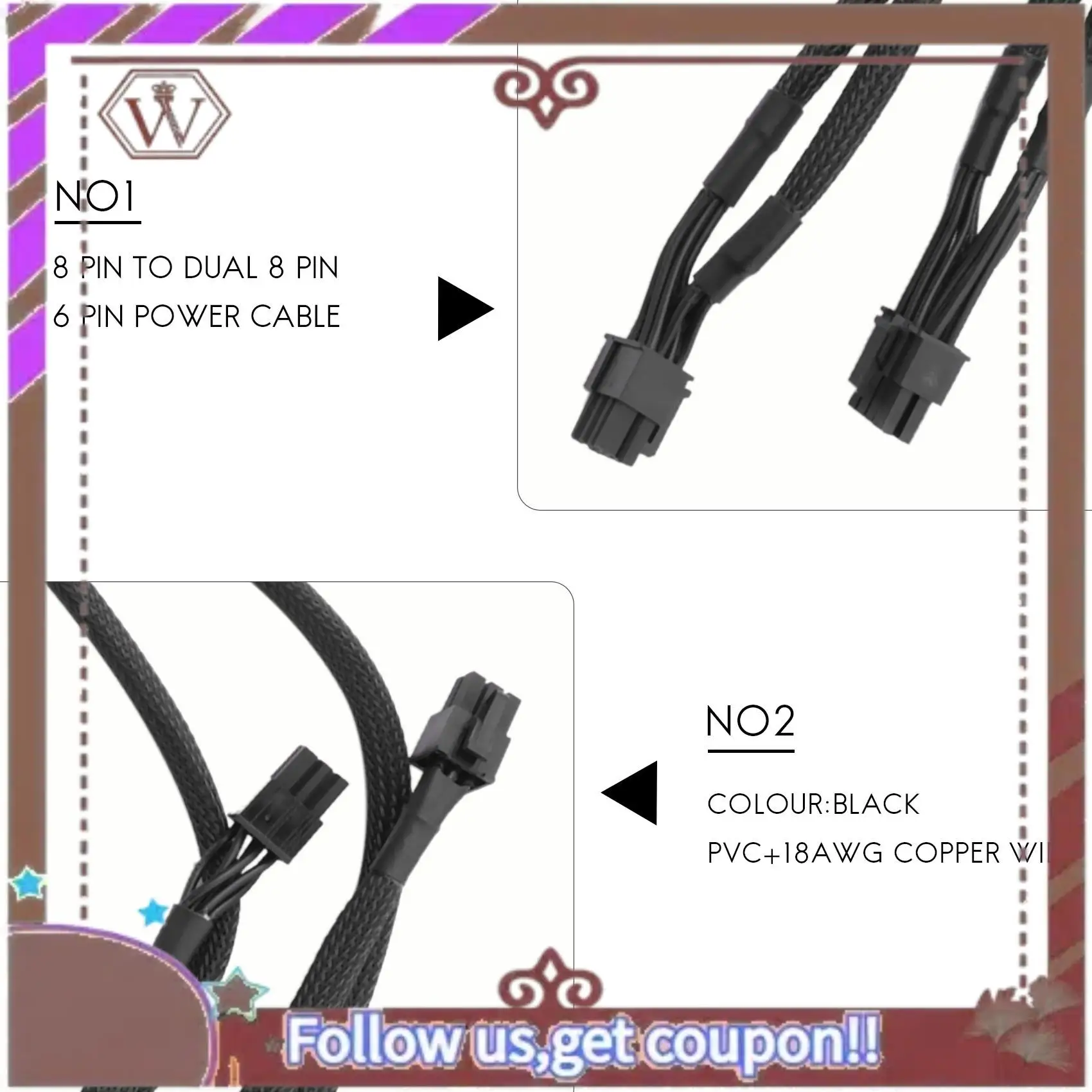 

ABBG-2Pack 8-контактный двойной 8-контактный 6-контактный кабель питания PCIE VGA для EVGA Supernova G2 G3 G5 P2 T2 GS G+ 650 750 850 1000