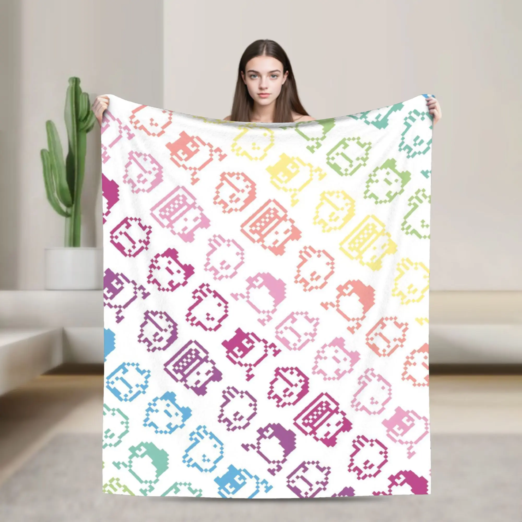Cartoon T-Tamagotchi Blanket Multiple Sizes Soft and Lightweight  Throw Blankets for Sofa Couch and Bed