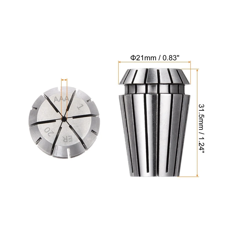 1Set ER20 Spring Collet Set 0.005Mm Silver High Precision 1-13Mm For CNC Machining Center Engraving Lathe Tool Holder