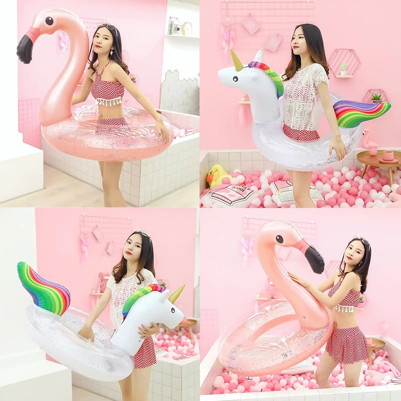 Rooxin Flamingo Swim Tube Inflatable Swim Ring Float For Adult Swimming Ring Swim Pool Float Water Sports  Swim Float