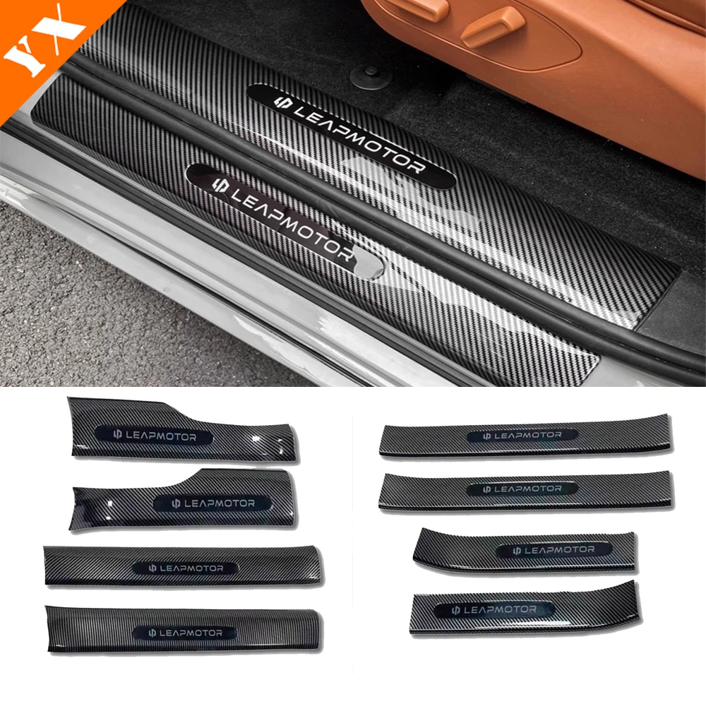

2024-2026 For Leapmotor C10 Accessories Plastic Carbon Car Door Sill, Welcome Pedal, Car Rear Guard, Trunk Guard