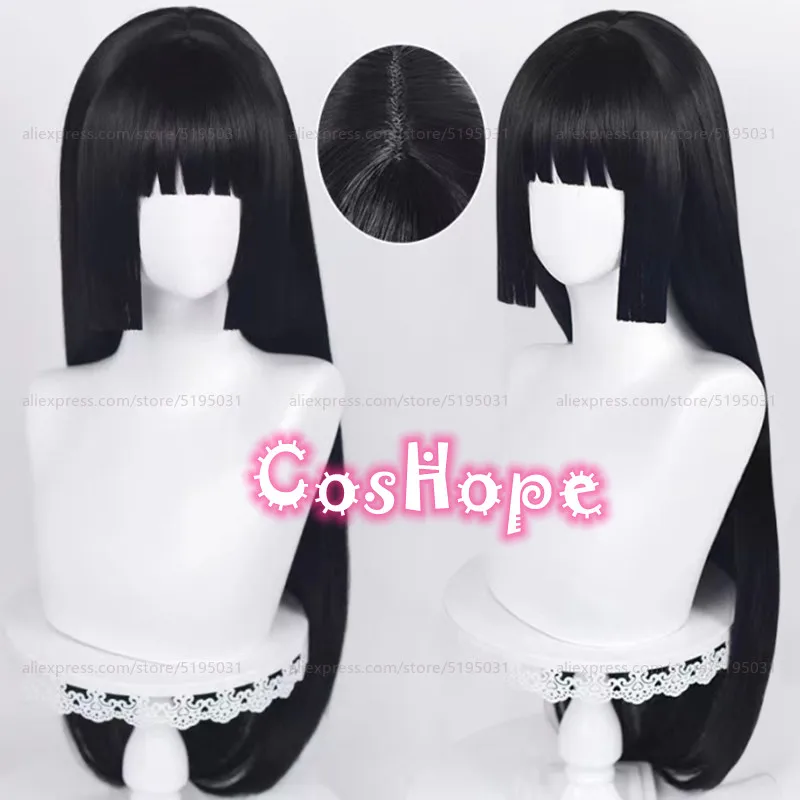 Jabami Yumeko Cosplay Wig 80cm Long Straight Enma Ai Wig Black Wig Cosplay Anime Cosplay Wigs Heat Resistant Synthetic Wigs