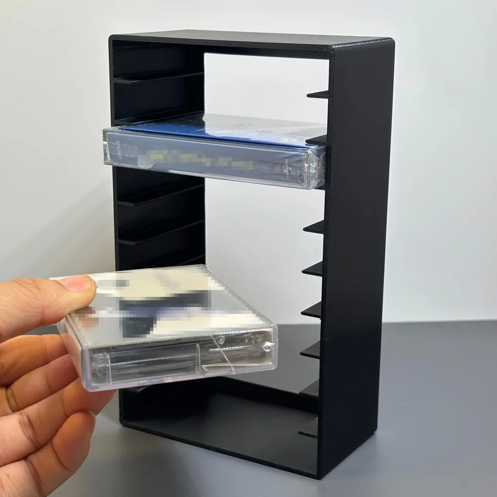 1 Stück schwarze Kassettenhalterbox aus Kunststoff mit Magnetverschluss, kompakter Organizer mit großem Fassungsvermögen, bietet Platz für bis zu 10 Kassetten – Detail 11