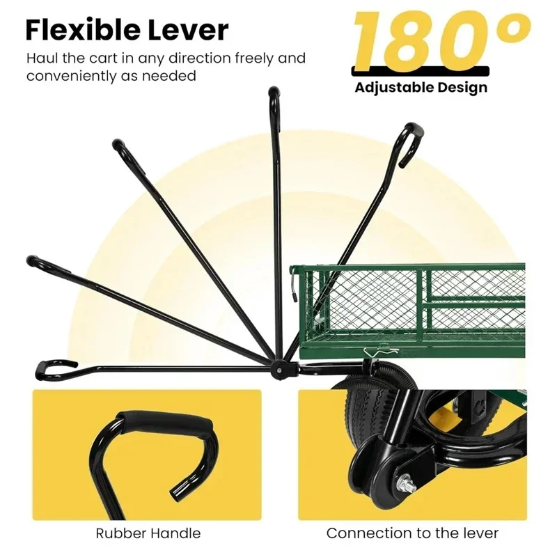 2-в-1 универсал со съемными сетчатыми сторонами садовый вагон для фермы, двора, лужайки, сада, кемпинга, стальной садовый грузовик