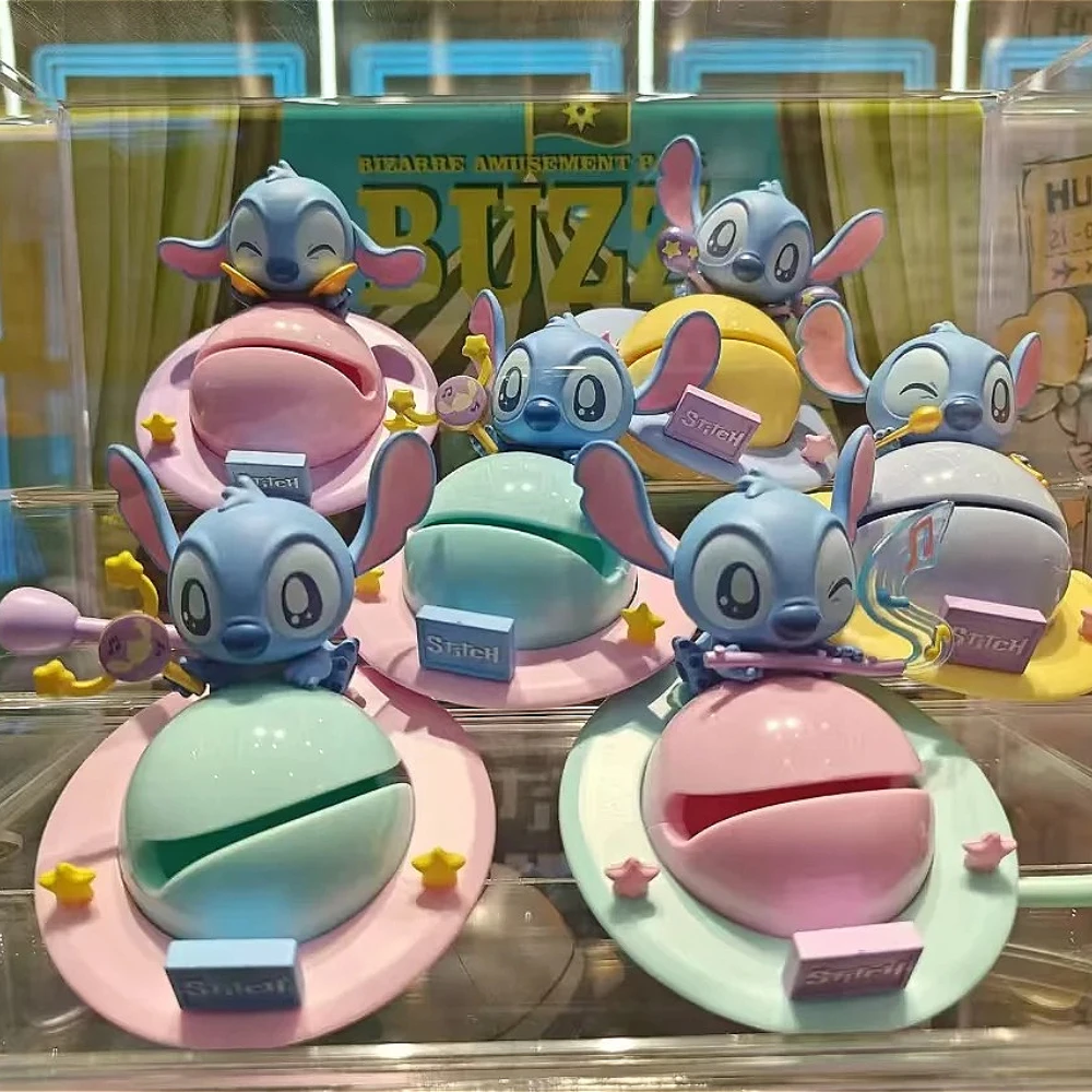 Disney Stitch drewniana ryba muzyka Knock seria muzyczna pudełko z niespodzianką Kawaii wymienna lalka prezenty-niespodzianka ozdoba na biurko kolekcja zabawek