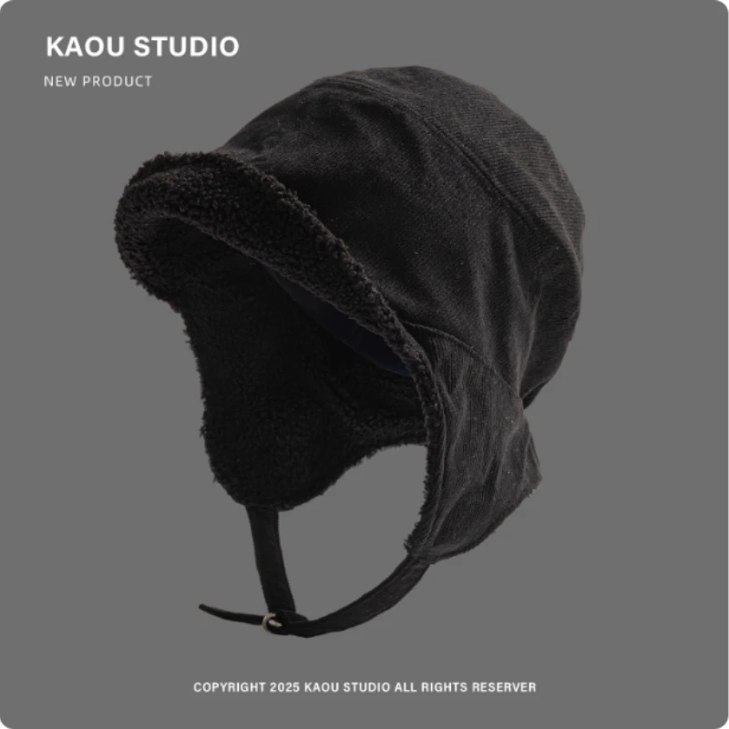 Японская однотонная вельветовая летающая шапка, зимняя мужская и женская уличная универсальная теплая защита ушей, велосипедные лыжные шапки-бомберы
