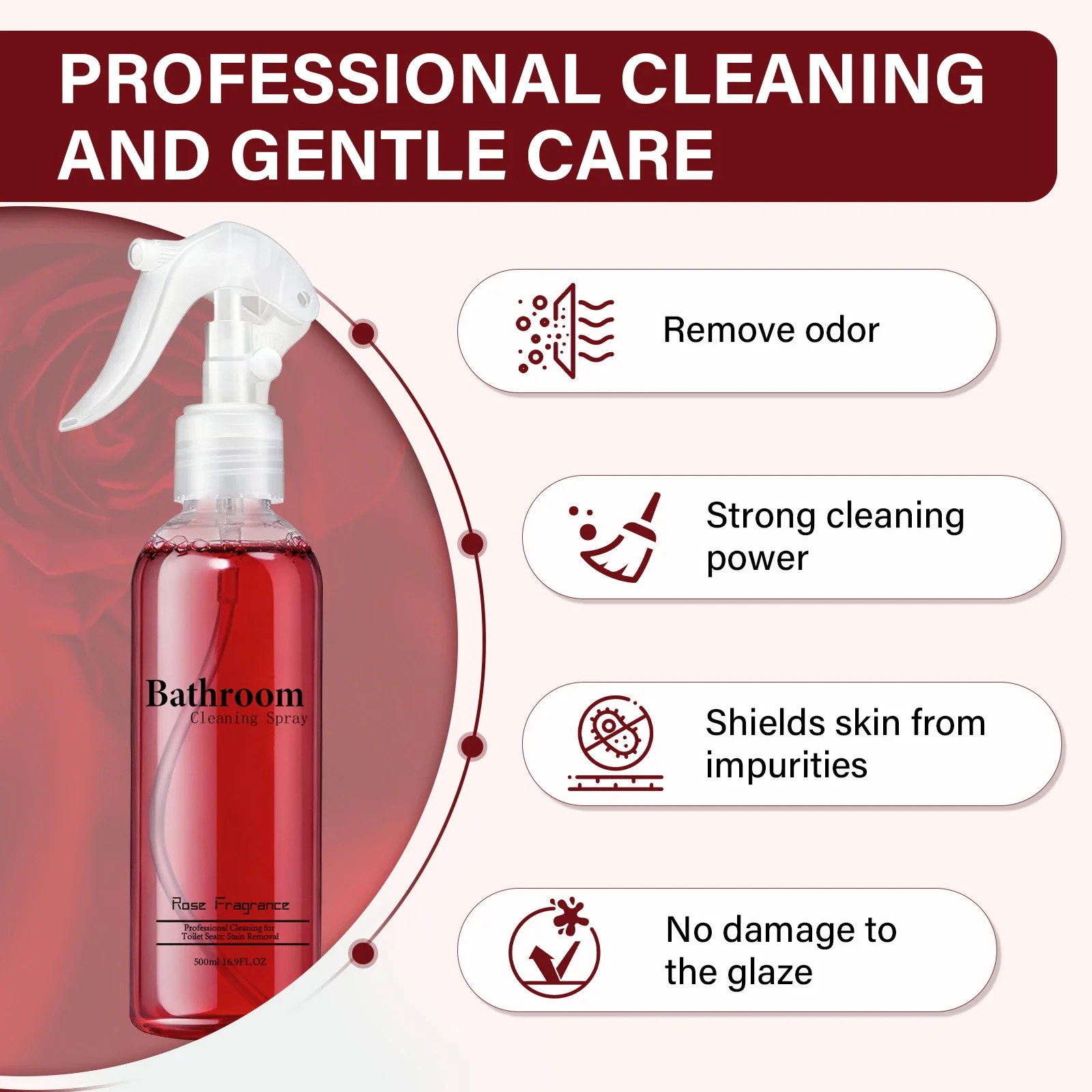 

Strong Adhesion Toilet Seat Cleaner Foam 100ml No Scrub Stain Remover Rose Scent Professional Bathroom Hygiene Essential