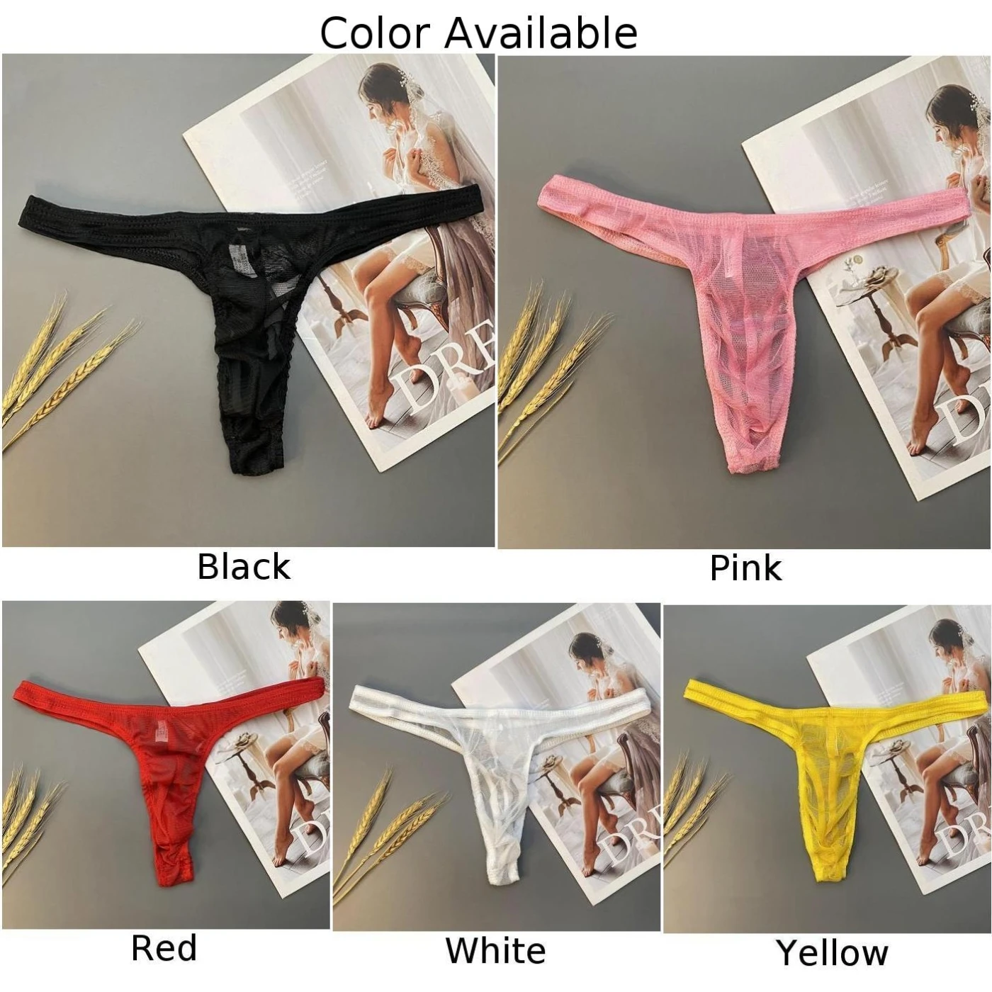 Men Transparent Mesh Thongs T-back G-string Male Breathable Underwear Sexy Erotic Lingerie G-String G-String Perspective Panties