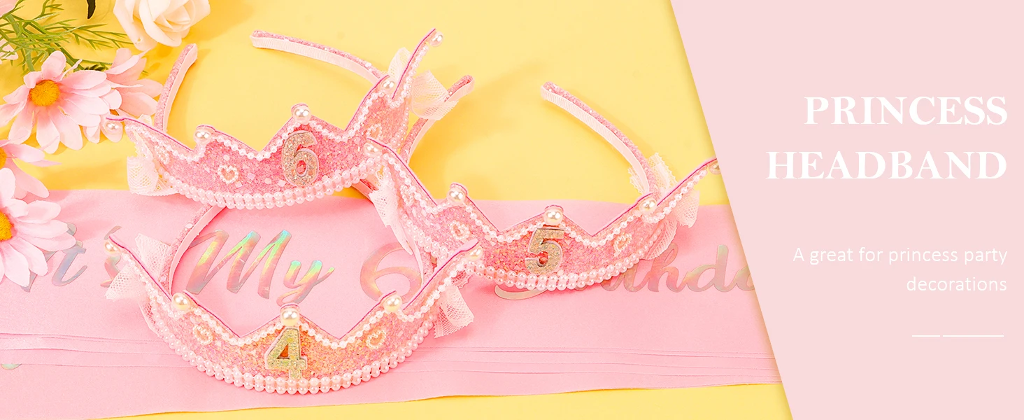 Geburtstagskrone 5. 6. 7. 8. 9. 10. Geburtstag Stirnband Mädchen Schärpe Prinzessin Geschenk Outfit Geburtstagsparty Gastgeschenke Dekorationen – Detail 4