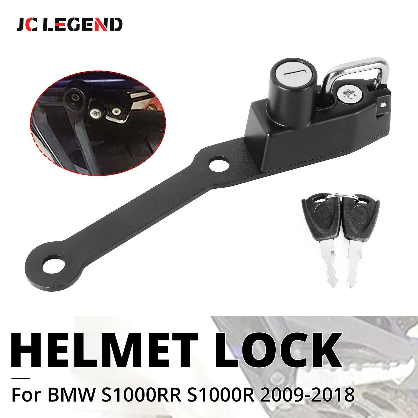 

Motorcycle Helmet Lock Anti-Theft with 2 Keys Kit Fit for BMW S1000RR S1000R 2009 2010-2014 2015 2016 2017 2018 Black