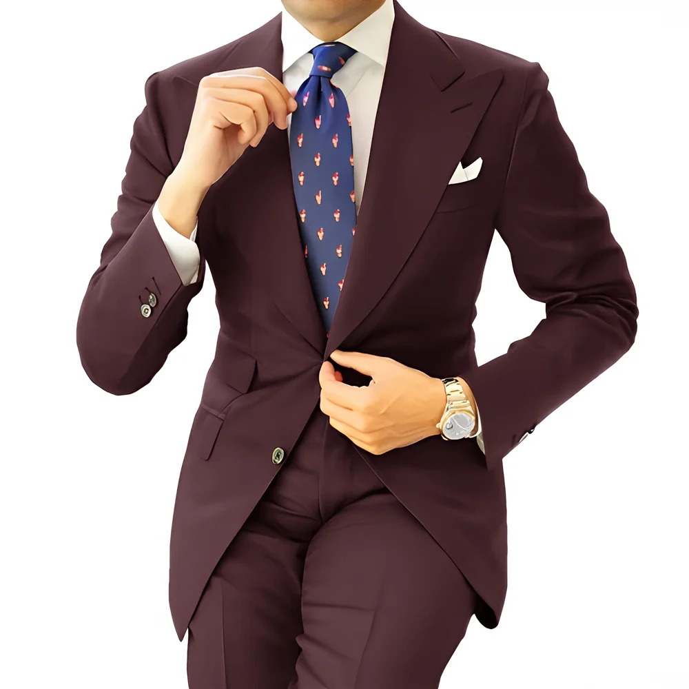 Formal Men's Suit Office Long Work Clothes Groom Tuxedo Jacket Pants XS-5XL Tailored Suit Dark Gray Blazer