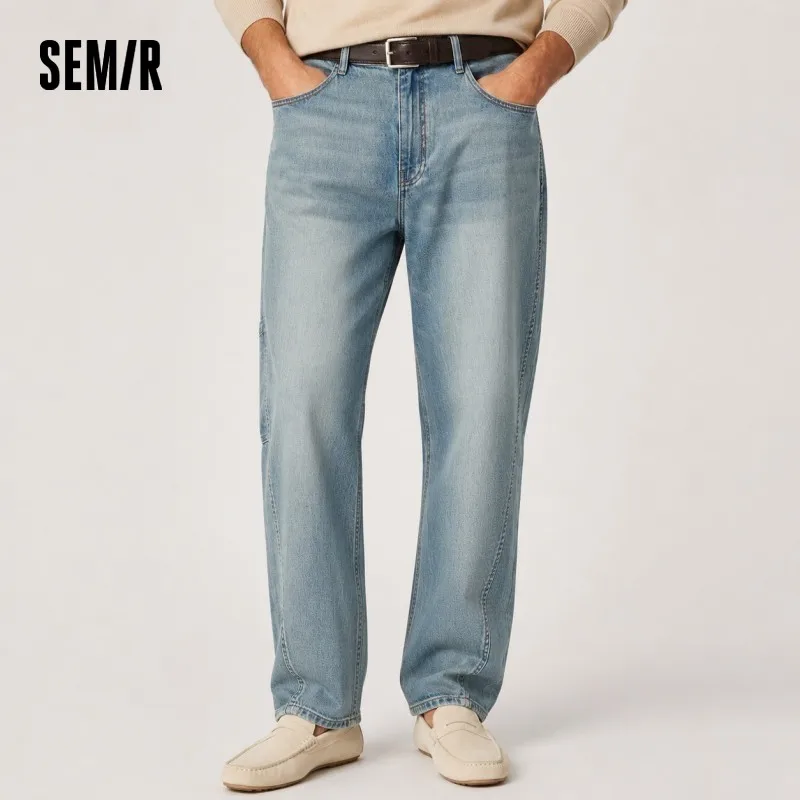 

Semir Men Pants Denim Vintage Cotton Workwear Slightly Wide Loose Straight Leg Trendy Cool 2026 Summer Fashion Casual Top