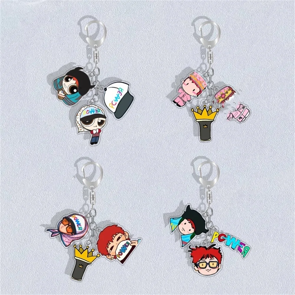 Kpop Idols G-Dragon Keychain 3pcs/Set POWER Cartoon Acrylic Pendant Bag Accessories Charm Keyring BigBang Fans Support Gift