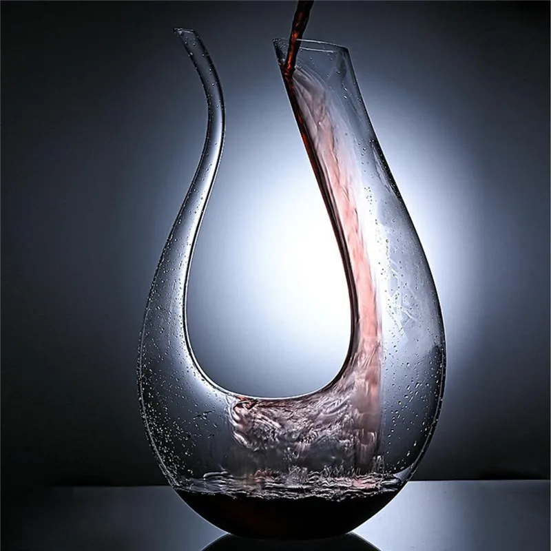 Crystal U-shaped Wine Decanter 1500ML Whiskey Decanter Carafe Set Luxury Handmade Red Wine Brandy Champagne Glass Bottle Party