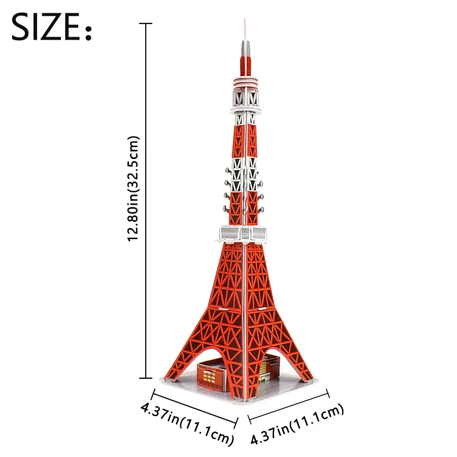 DIY Tokyo Tower 3D Puzzle Paper Assembled Building Model Toys for Children Game World Architecture Jigsaw Educational Toy Gifts