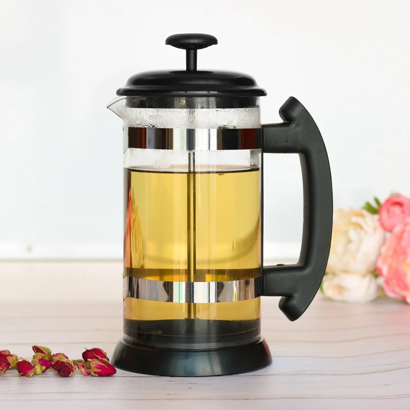 French Press Refillable Coffee Kettle Party Time Americano Coffee Maker Tea Milk Foam Producer With Clip Spoon