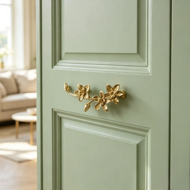 1PC Brass Double Hole Drawer Cabinet Door Wardrobe Wine Storage Bedside Dressing Cabinet Handle