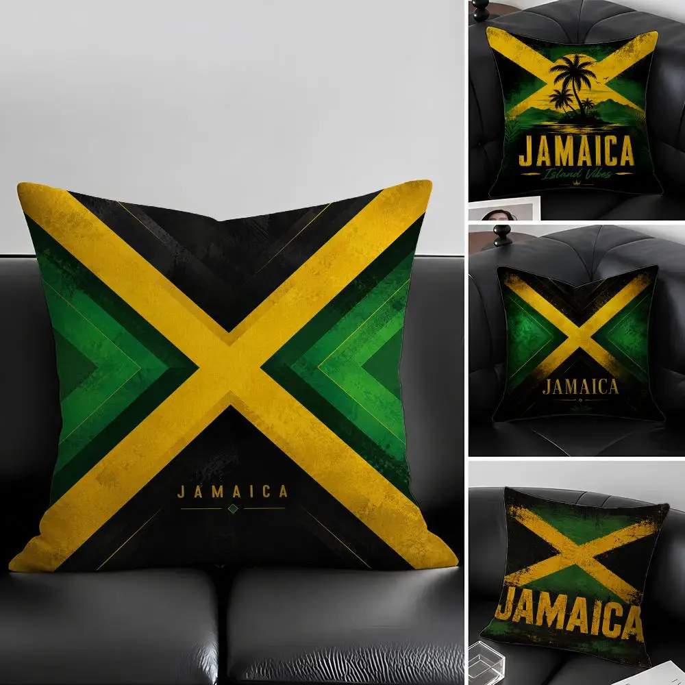 Flag Jamaica Flag Cushion Cover Natural Linen Pillowcase Set, All-in-One Decor for Sofa, Bedroom & Chair
