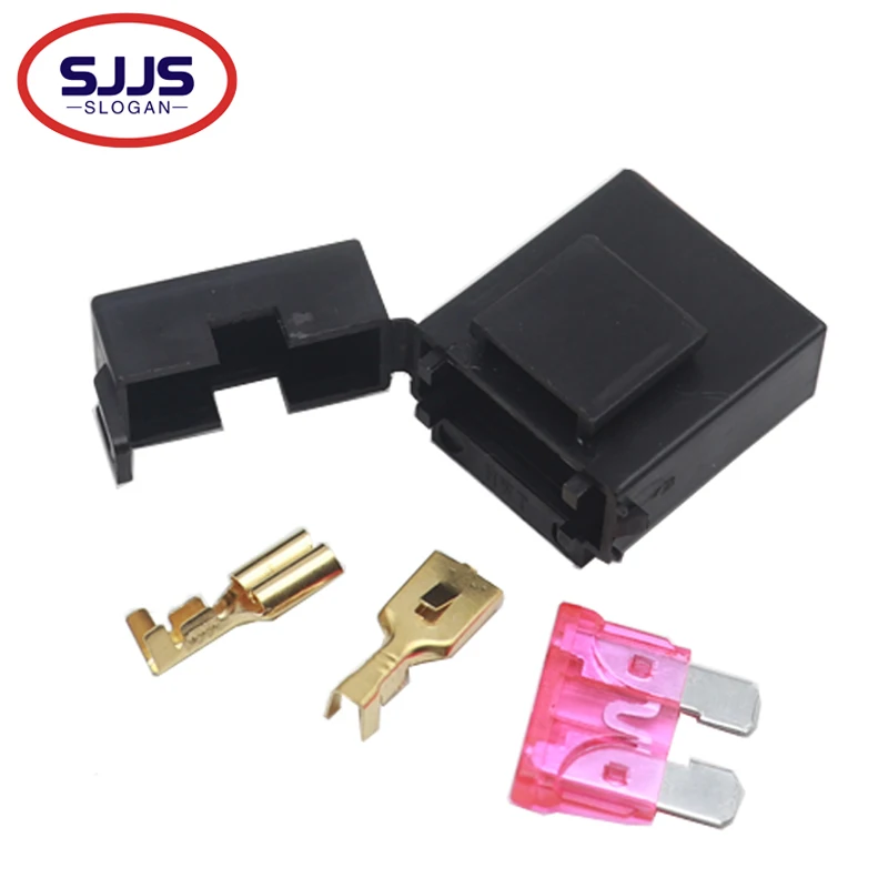 【 5-1Set】ATC Fuse Holder 12V 24V Power Blade Holder with Crimp Terminal Middle Fuse for Car Auto Connector