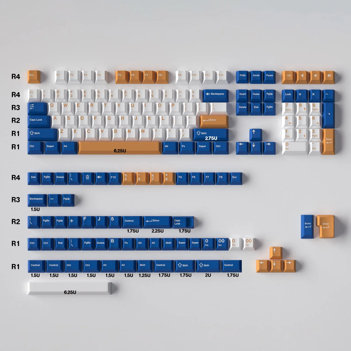 

171 Keys Cowboy Keycaps for Mechanical Keyboard PBT Double Shot Cherry Profile Blue White GK61 Anne Pro 2 Varmilo Game PC