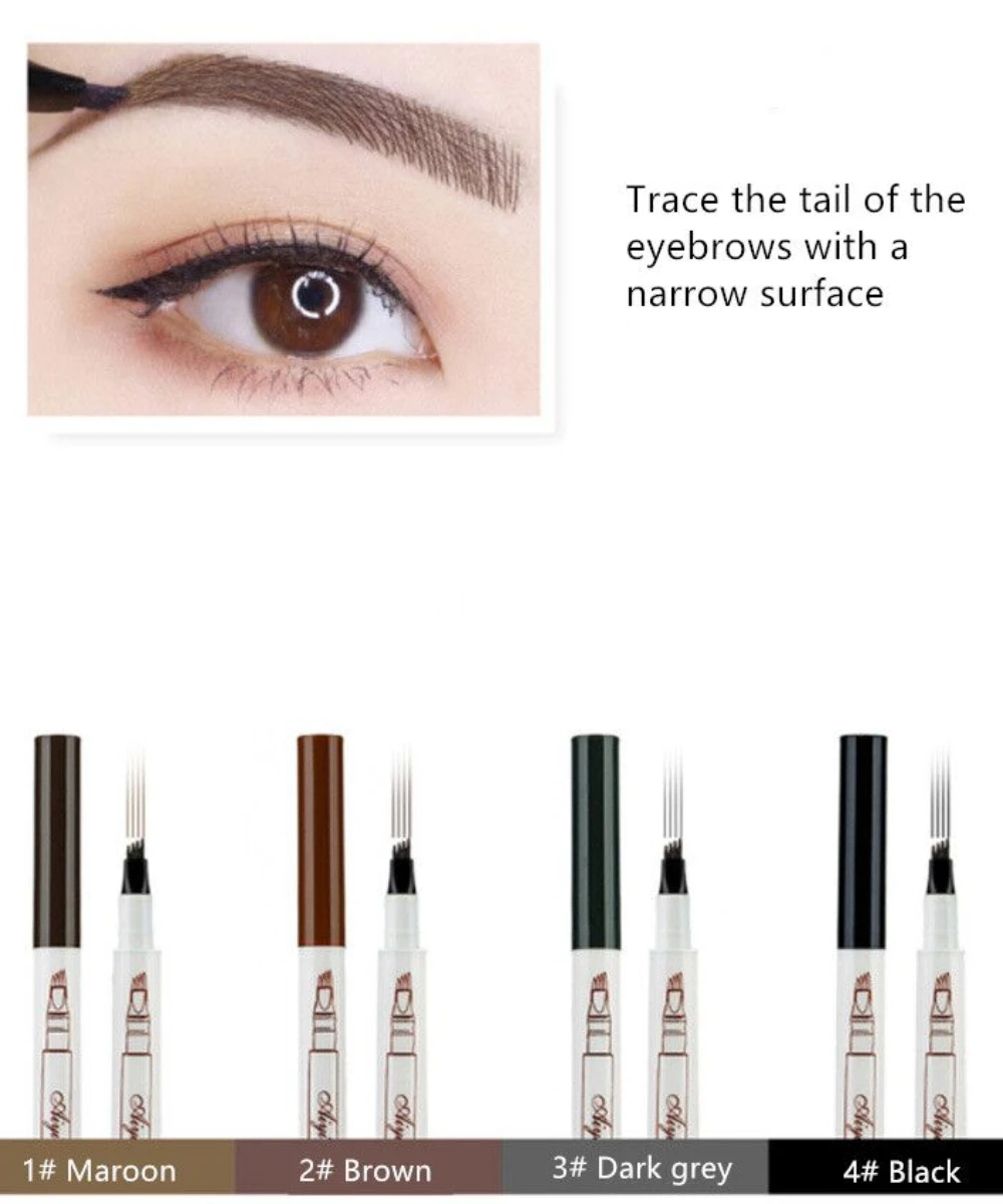 Eyebrow Pencil Women Micro-Fork Waterproof Double-headed Eyebrow Tattoo Natural Long Lasting Makeup Paint Triangle Eyebrow Pen