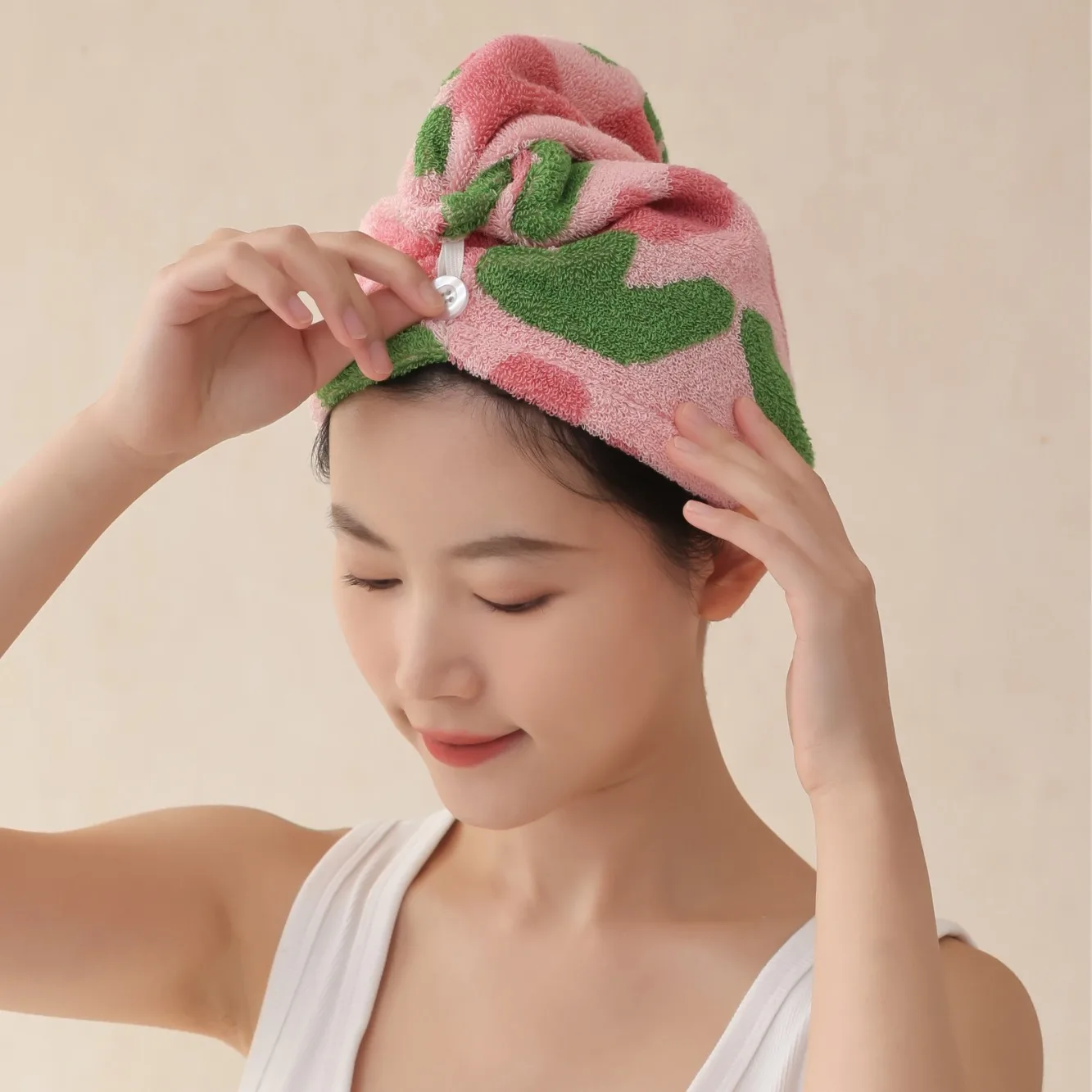 Double-sided Terry-dyed Absorbent Hair Drying Cap Pure Cotton Long-staple Cotton Air-drying Hair Towel
