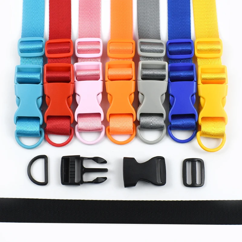 1-5Sets Plastic Buckles D Ring Nylon Webbing Fastern Release Buckle Adjustable Slider Luggage Strap Suitcase Belt Lock Hooks