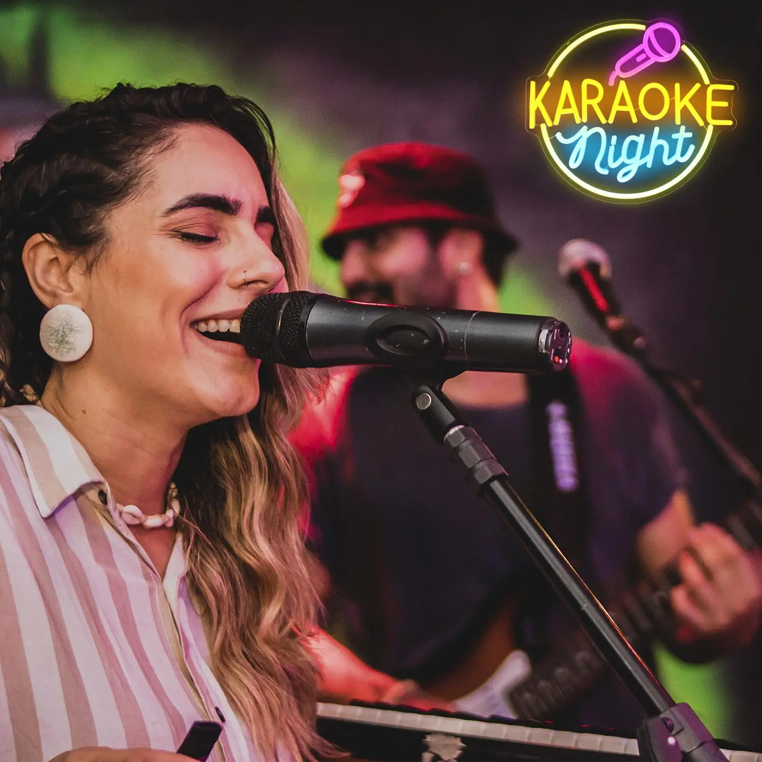 كاريوكي ليلة النيون ديكور غرفة الموسيقى كاريوكي بار تسجيل ل جدار ديكور لايف على أضواء الهواء بار مفتوح النيون الجدار ضوء غرفة ديكور