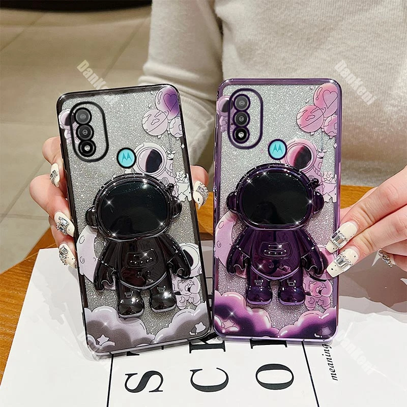 Floating Spaceman Creativity Phone Holder Case For Motorola Moto E20 E61 E7 E22i E32 E13 E6S E22 E7Power E7Plus EDGE 20 30 Cover