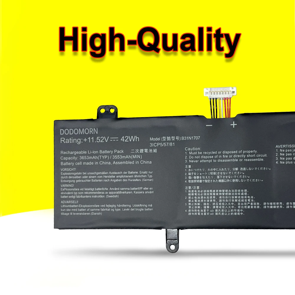 New B31N1707 Laptop Battery For ASUS VivoBook S4200U S4200UQ S4000V S4100V S410UA S410UN R421U X411U X441UA X411UF X411UN X411UQ