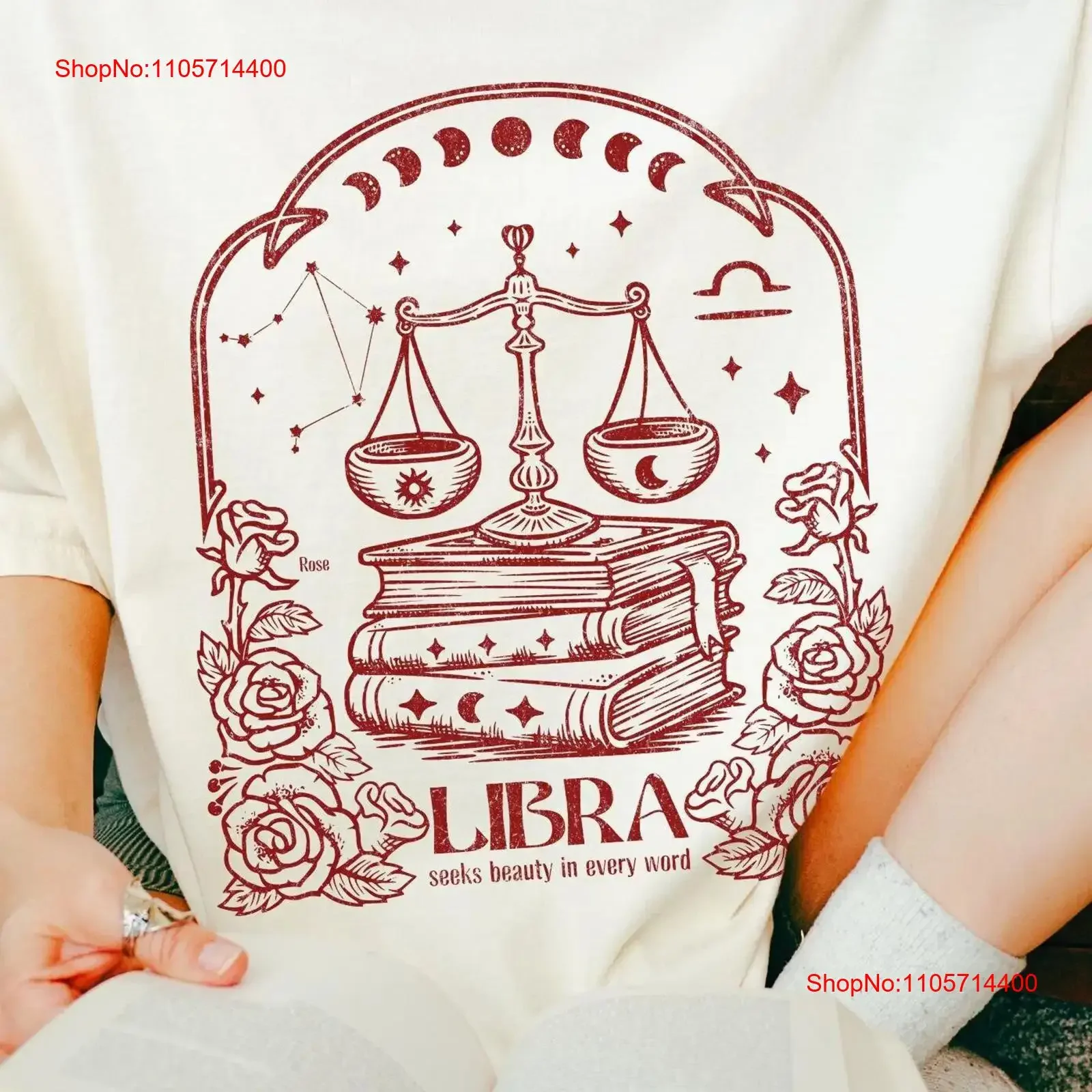 Libra Zodiac T Shirt for Romance Reader Whimsical Birth Flower Book Lover Astrology Bookish Plus Size Crewneck vintage Washed