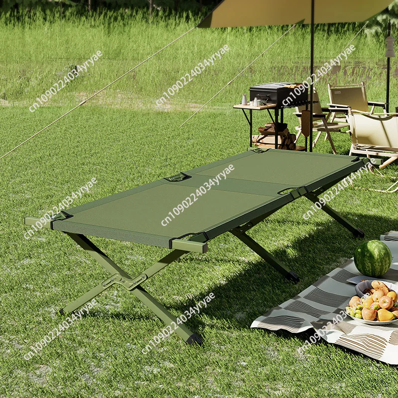 Outdoor folding bed single portable aluminum alloy lunch break camping simple camping