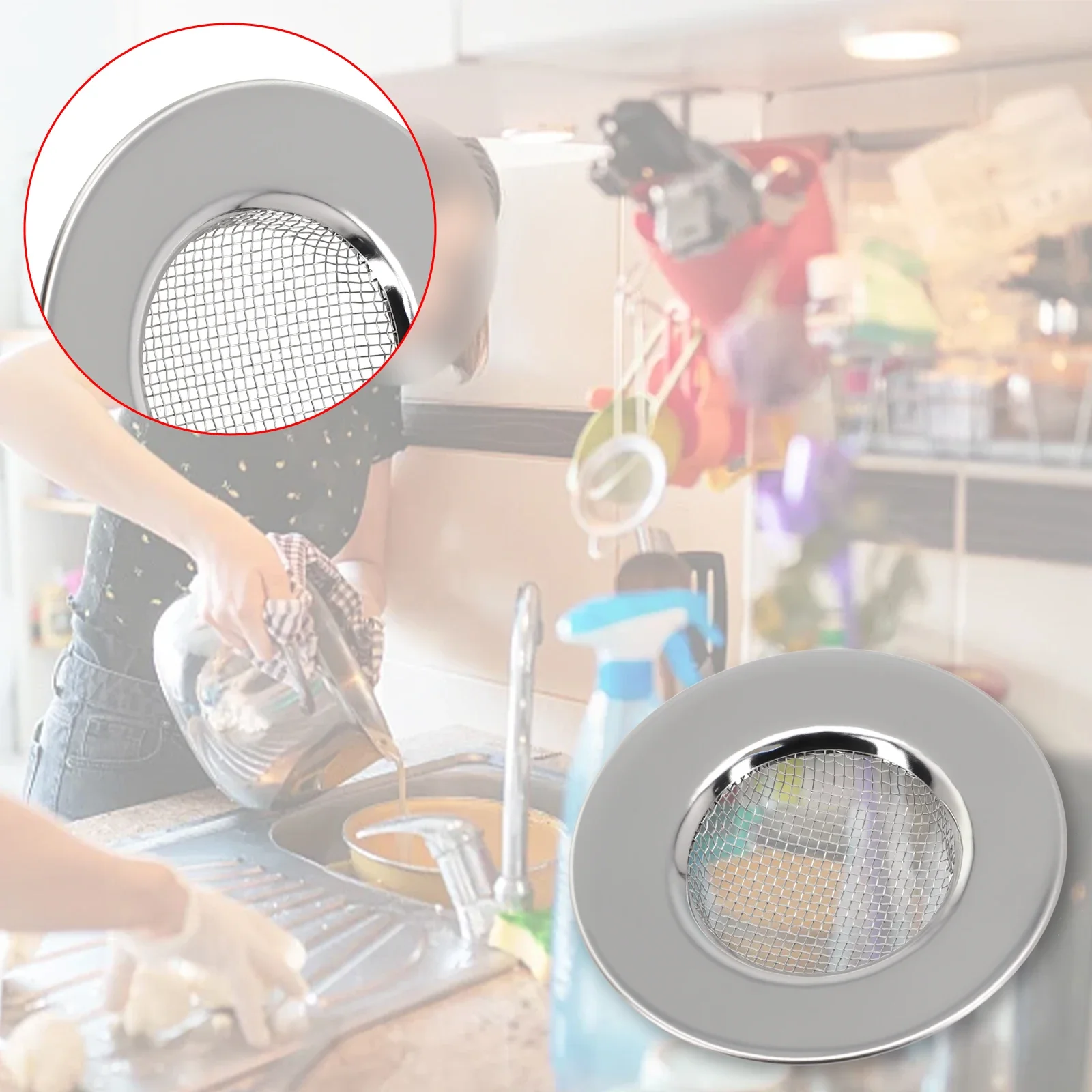 สแตนเลส Filte กรองกับดัก Catcher Stopper ผมห้องครัวโลหะอเนกประสงค์เงินอ่างอาบน้ํา