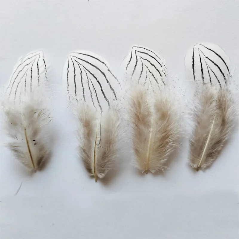 50 sztuk / partia! 4-12 cm Długi naturalny pióropusz, SREBRNY krzepnięta BODY PLUMAGE FEATHERS Natural White Black Fly / Fishing / Craft