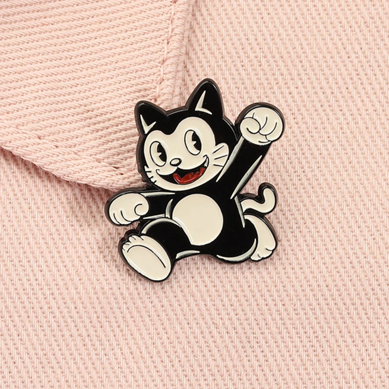Cartoon Anime Schwarze Katze Emaille Pin Lustige Comics Animation Charaktere Kätzchen Tier Brosche Revers Abzeichen Schmuck Geschenk für Freunde ﻿
