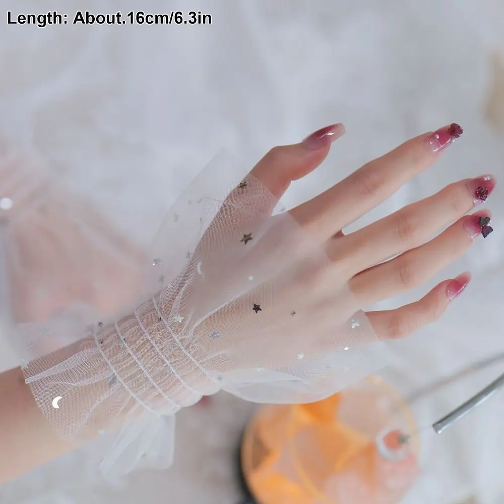 إكسسوارات الموضة ستار يلمع شبكة أكمام أذرع تبريد تنفس مشرقة كاذبة الأصفاد المعصم الكفة الأظافر استوديو التصوير