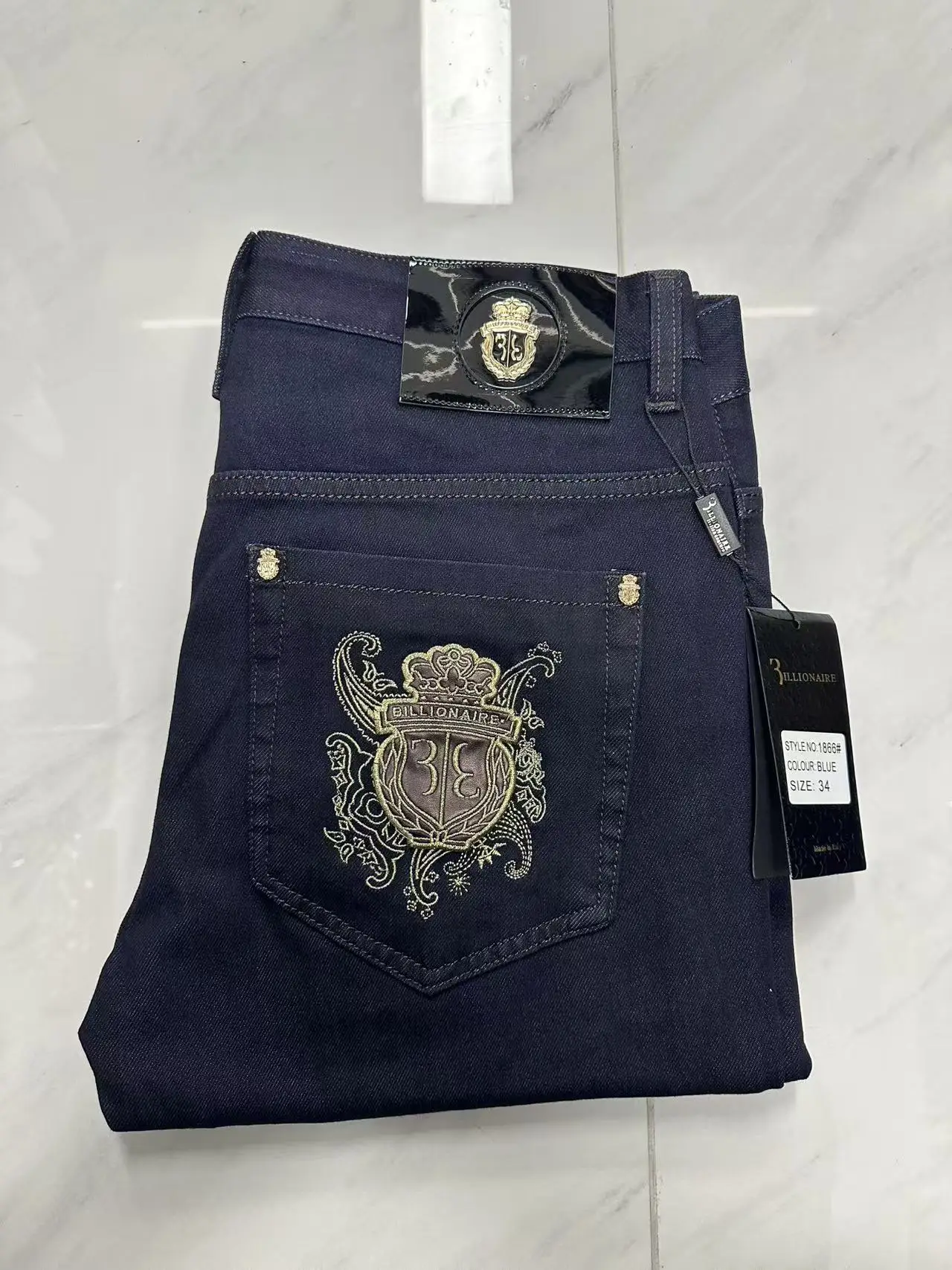 OECHSLI Jeans Cotton Thick Men 2027 new Embroidery elasticity zipper casual High quality comfortable Big size 34-42 long Pants