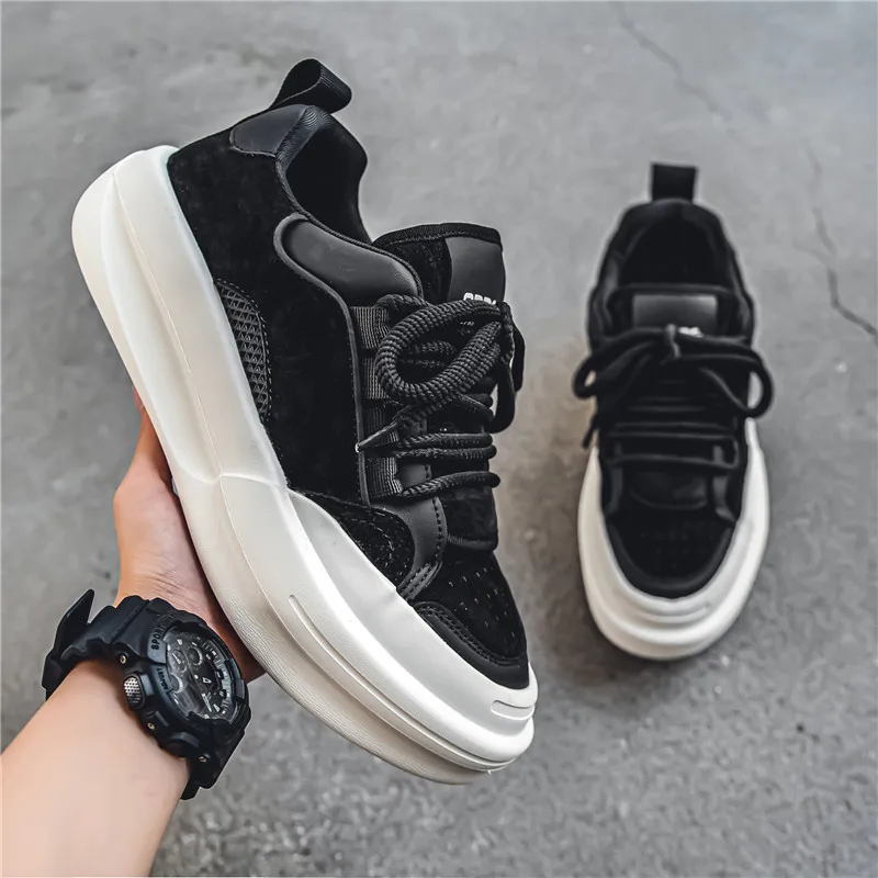 

Men's Autumn Sneakers Fashion Version Thick Sole Breathable Lightweight Anti Slip Skateboard Outdoor Travel Running Casual Shoes