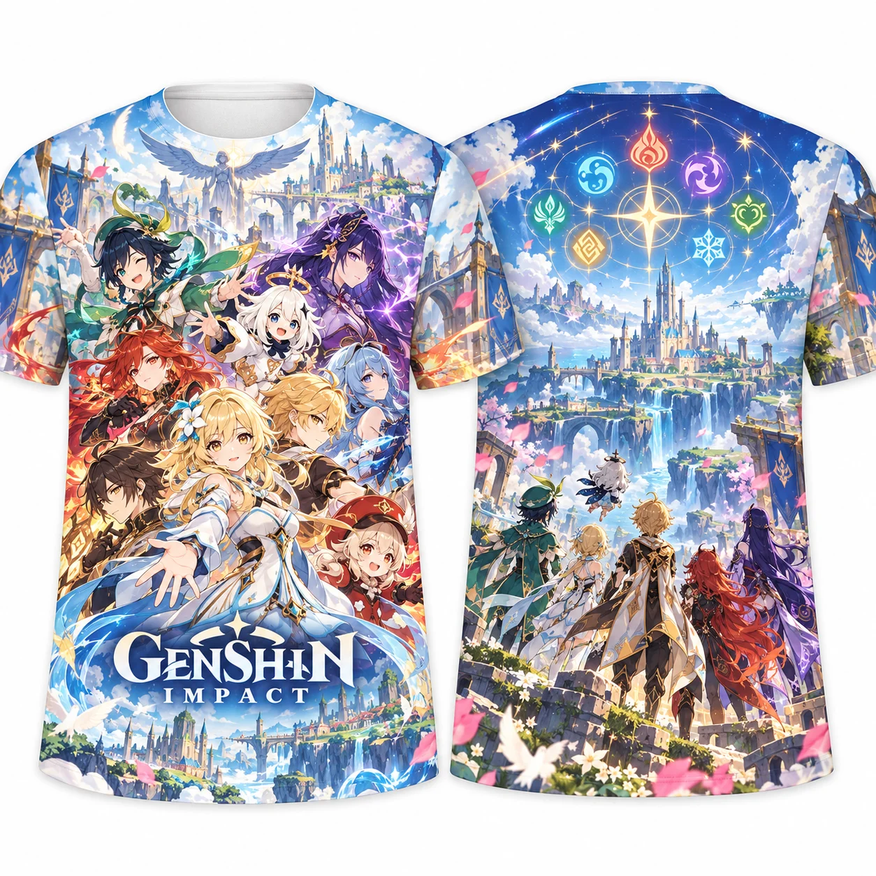 Genshin Impact All Over 3D Print T Shirt Men Women Unisex Anime Game Character Graphic Short Sleeve Tee Summer Casual Fans