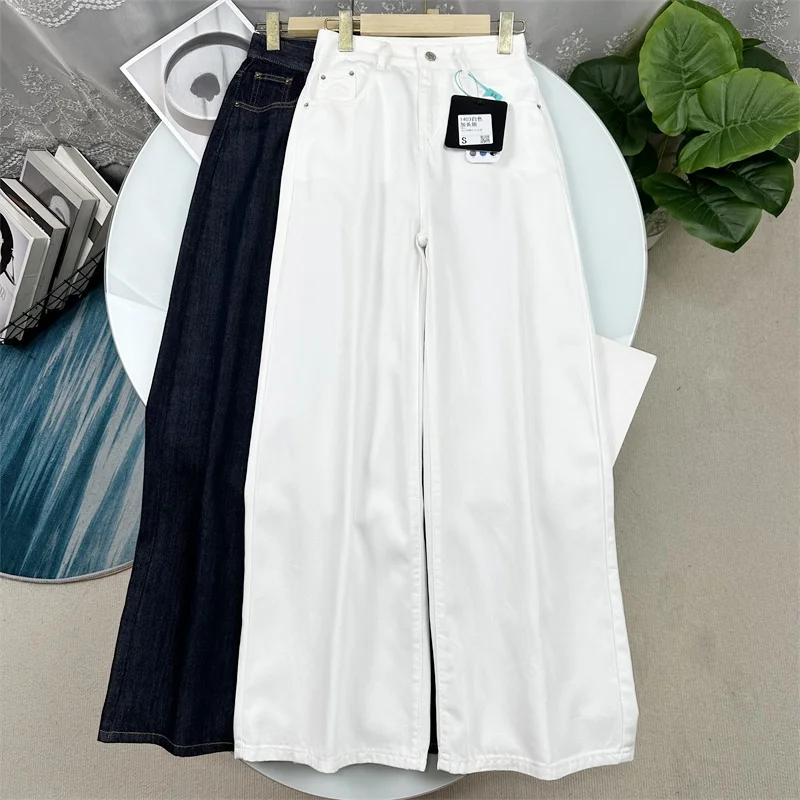 

Breathable High Waist Wide Leg Jeans Women's Straight Cut Silk Cotton Retro Style Comfortable Fit Summer Collection