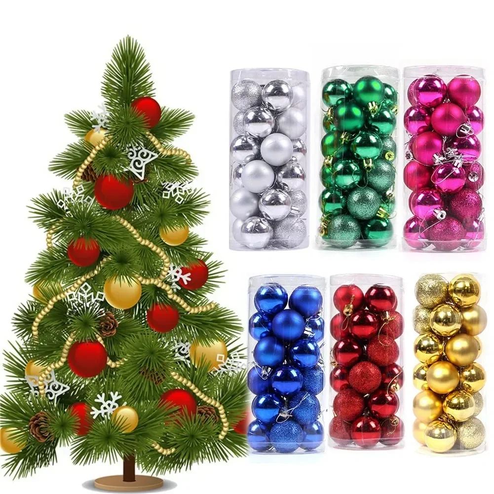 24PCS Christmas Ball With Electroplated Ornaments Tree Decorations For Holiday Wedding Party White Frosted Finishes Xmas Balls