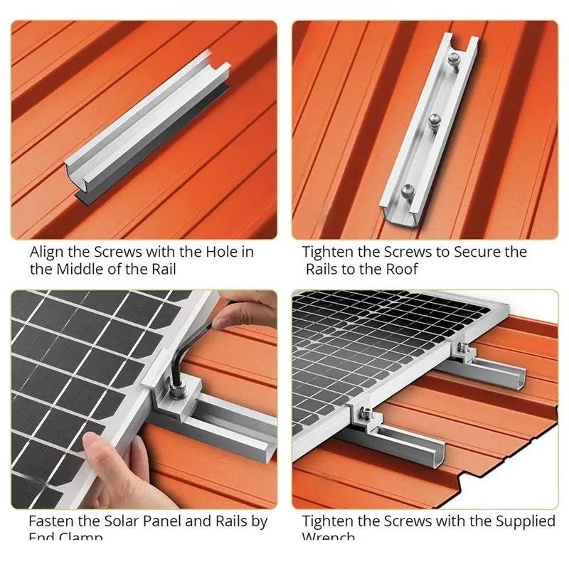 ABAH-Solar Mounting Rail Kit- 6-Piece PV Mounting Set Mid-Clamps And Wrench For Roof-Mounted 30-35Mm Solar Panels
