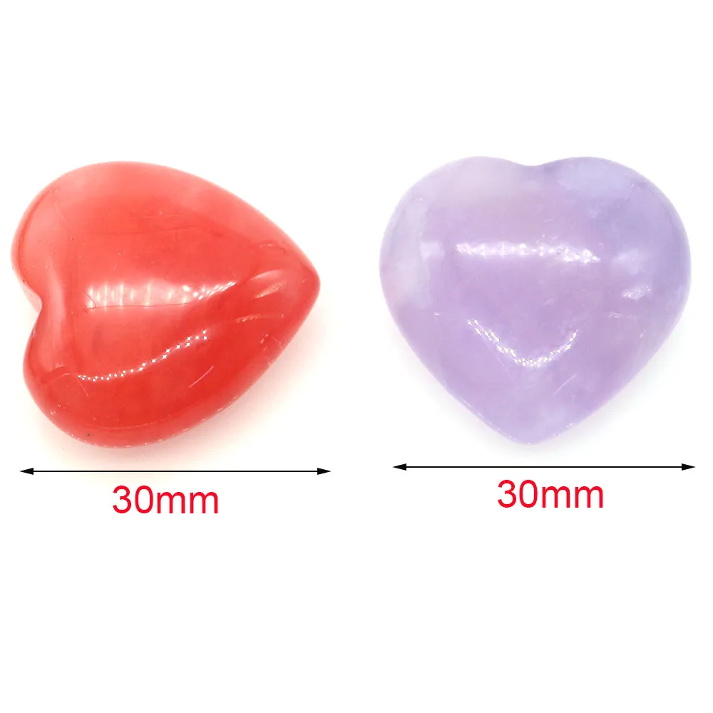 30mm Heart Shaped Statue Natural Stone Reiki Healing Crystal Amethyst 7 Chakra Energy Mineral Gemstone Home Decoration Love Gift