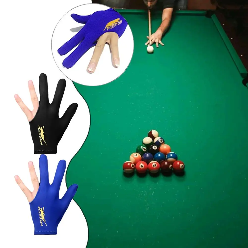 1pcs Three Fingers Full-finger Snooker Pool Cue Billiard Glove For Left Hand Lycra Fabrics Embroidery Billiard Accessory se Q3J3