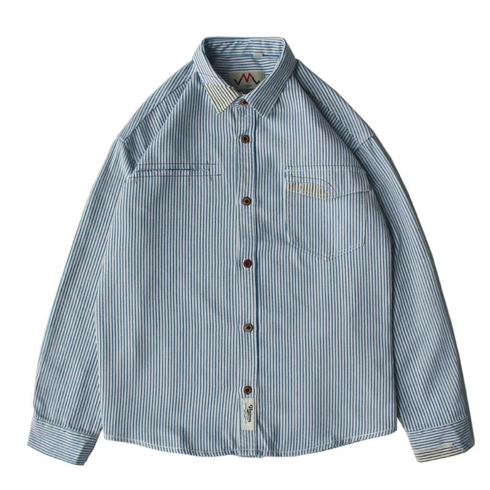 

Новая, стильная и модная полосатая рубашка с длинным рукавом для мужчин на весну и осень.