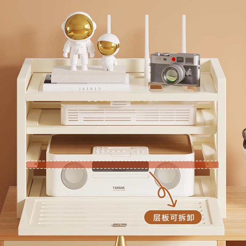WiFi Router Shelf TV Box Organizer Multi Tier Storage Rack for Living Room Set Top Box Cable and Power Strip Storage