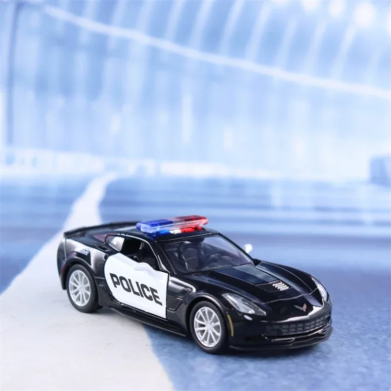 1:36 Chevrolet Corvette C7 Grand Sport police car Simulation Diecast Car Metal Alloy Model Car kids toys collection gifts X11