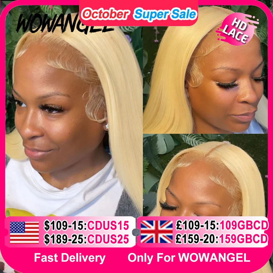 Wow Angel 613 HD Parrucca frontale in pizzo 13X6 Parrucca anteriore in pizzo pieno diritta Parrucca per capelli umani Pre pizzicata Cuoio capelluto naturale per donna Glueless