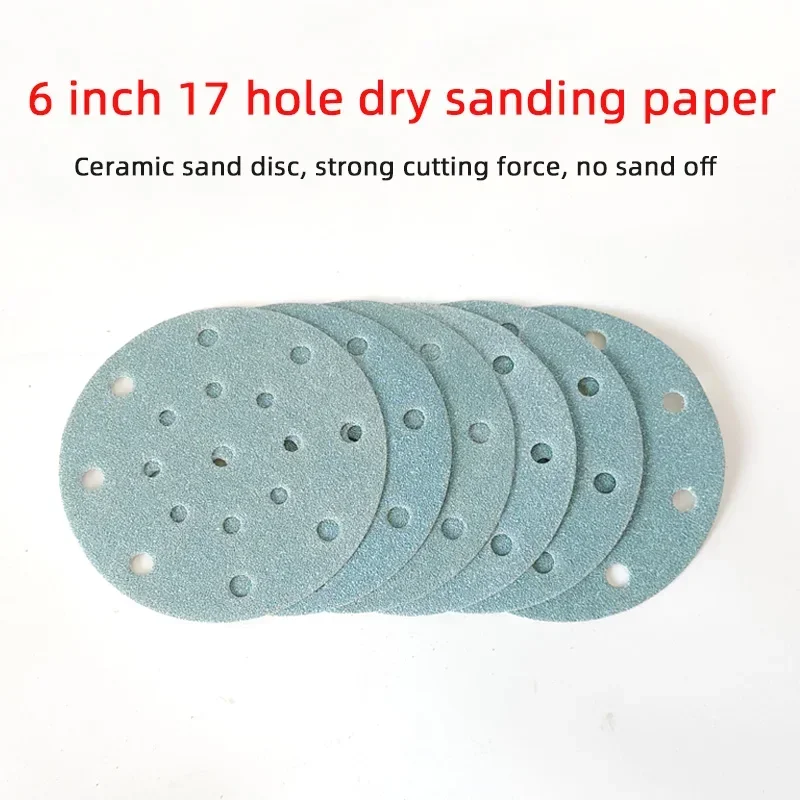 Garnet 6-Inch 17-Hole Dry Sandpaper 150mm Car Atomic Ash Polishing Round Flocking Back Velvet Sand Disc